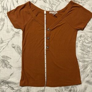 Women's Brown Button-Down Top